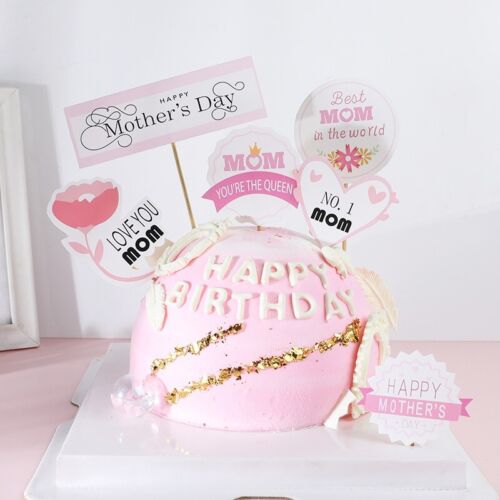 6pcs Happy Mother’s Day Decorative Cake Toppers Best Mum No.1 Mom I Love You Mum - Picture 1 of 2