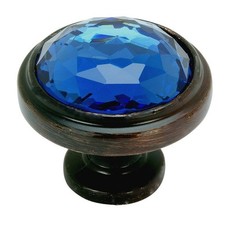 Cosmas 5317ORB-BL Oil Rubbed Bronze Blue Glass Round Cabinet Knob