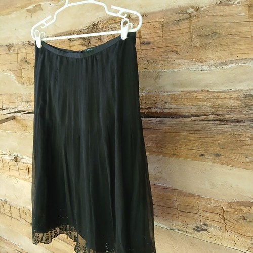 J. Crew Vintage Women's Skirt A Line Midi Lined Sequin Accents Silk Black Size 6 - Picture 4 of 8