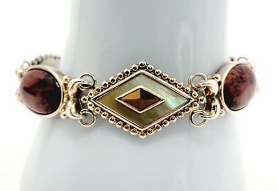 Whitney Kelly Tigerauge Obsidian Armband 925 Sterling Silber 8'' 19,5 mm 41 gr