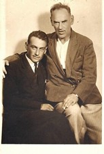 Gay Interest Vintage Photo 1940s Two Men Hugging Young Adult Portrait B&W 