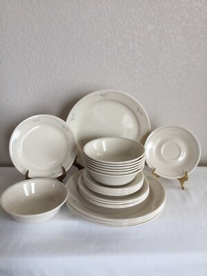 28 Pc Set Corelle Windflower Dinnerware Dinner, Bread/Desert, Saucer Plate, Bowl