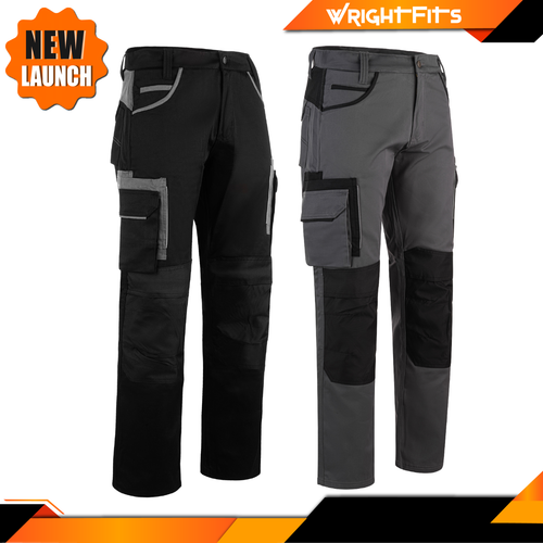 Mens Work Trousers Black, Grey Heavy Duty Trouser with Knee Pad Pockets
