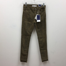 Zara Womens Z1975 Slim Skinny Jeans Brown Cheetah Stretch Step Hem Denim 2 New