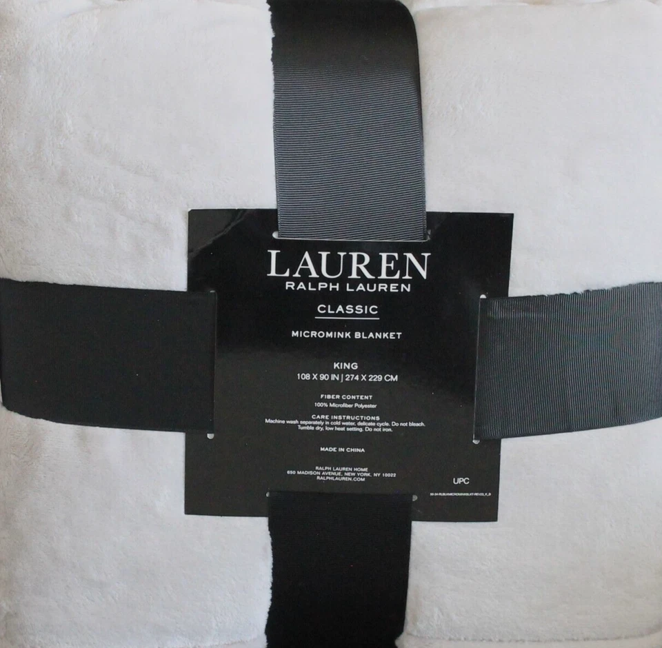 Manta Ralph Lauren Clásica Micromink King Plata 108"x90" Lux-Suave Gris Claro Foto 3 de 4