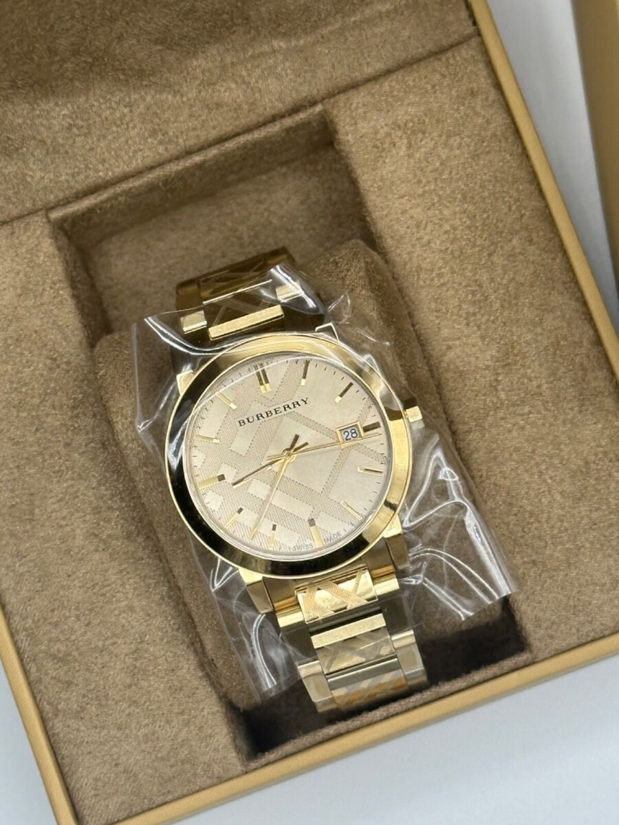 完璧すぎて可愛げがない Nova Heritage BU9038 BURBERRY Check Unisex 38mm Gold Swiss バーバリー