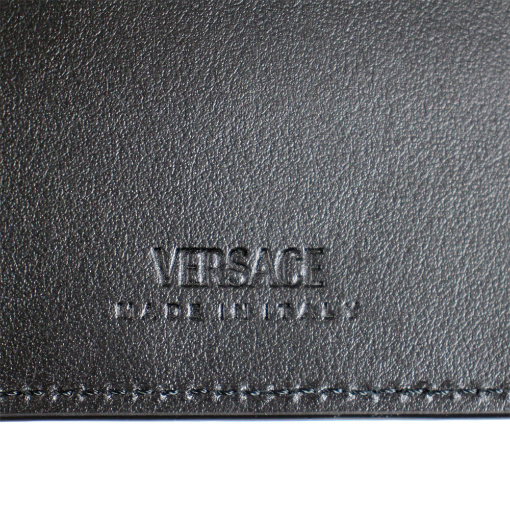 BRAND NEW VERSACE LA GRECA MENS BLACK LEATHER BIFOLD WALLET