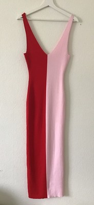 Meshki Bicolor Sleeveless Ribbed Knit Midi Dress Size L NWT