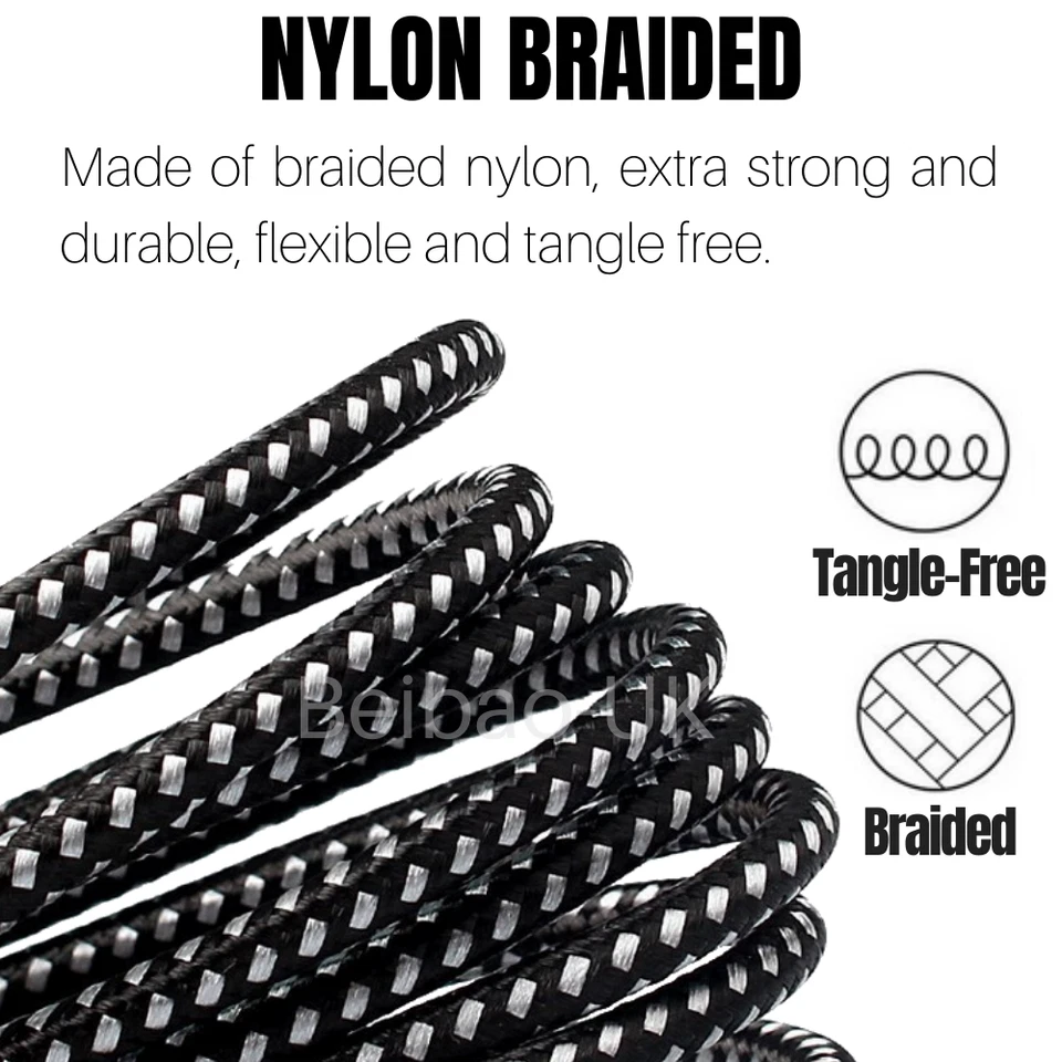 Braided Micro USB Charging Cable 6FT Fast Charge Data Cord For Android HTC LG - Image 2 of 4