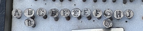 13 Southern Pacific Letter Nails used to denote 1901 to 1909 A - J, I not used
