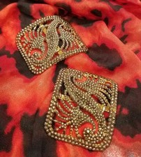 Antique Pair of French Art Nouveau Steel Cut Shoe Buckle Clips - FREE SHIPPING 