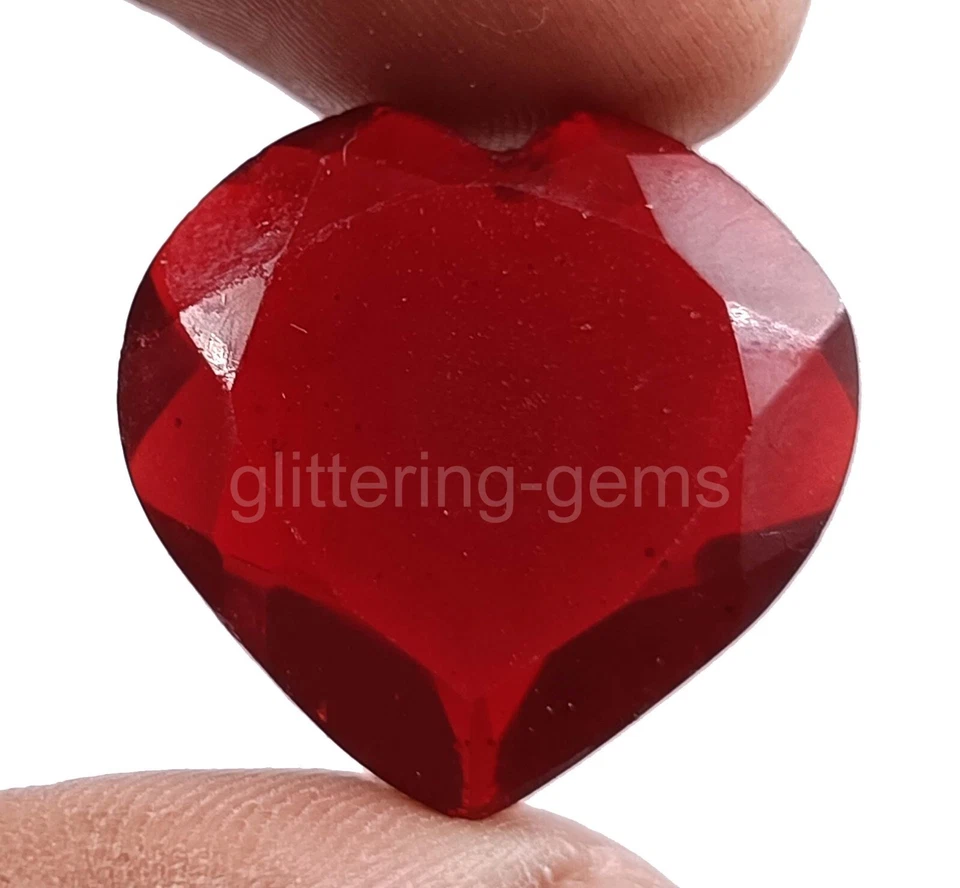 Lab-Created Mozambique Red Ruby Heart Shape 20 Ct IGL Certified Loose Gems 5JSD - Image 4 of 4