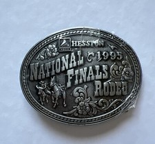 1995 Hesston National Finals Rodeo Belt Buckle Commemorative Series Pewter New