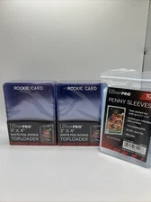 Ultra Pro 3X4 WHITE Rookie 35pt Toploaders 2 Packs of 25 AND 100 SLEEVES
