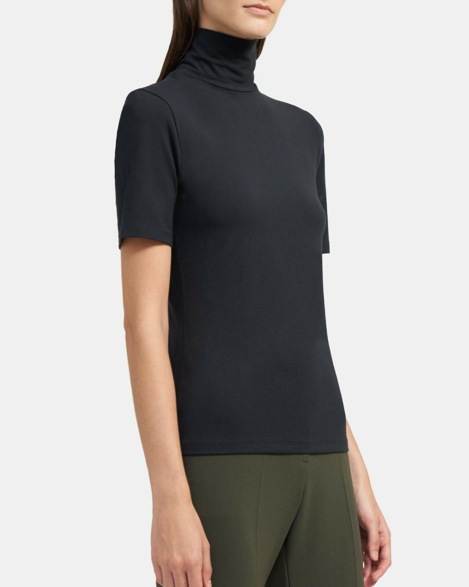 Tシャツ・カットソー Theory SS25 TURTLENECK TOP (O1116707 001) Black Turtleneck Top Theory - Vitkac Canada