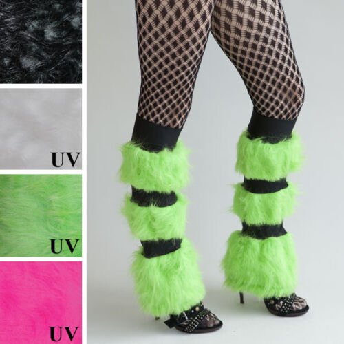 Green Leg Warmers Fur Boot Cuff Black Cosplay Clothing Monster Fuzzy Costume Psy - Afbeelding 1 van 3