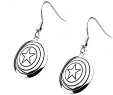 Captain America Shield Logo Earrings - Marvel Women's Polished Dangle Earrings
