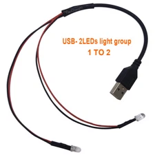 USB Port with 5mm Pre-wired Round LED Model Light DC5V light-emitting diode DIY