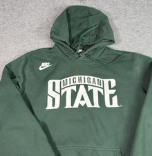 Nike Michigan State Spartans Club Fleece Hoodie Green Mens XL Retro Arch Logo