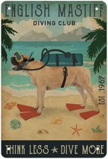 English Mastiff Poster Bathroom Tin Metal Signs Home D cor 8x12