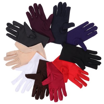Girl Satin Short Finger Wrist Gloves Smooth Evening Party Formal Prom Costum-YH