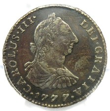1777-NR JJ Colombia Charles III Silver Real Coin - Certified PCGS XF45 (EF45)
