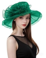 Z X Women's Kentucky Derby Church Hat Organza Fascinator One Size 013 Green