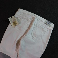 DEADSTOCK Y2K/2000s TRUE RELIGION MOTO GRUNGE WHITE DENIM JEANS 32X30