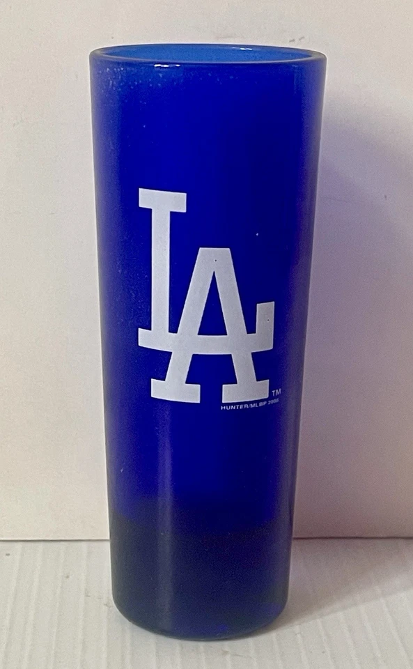 LOS ANGELES DODGERS VINTAGE 4” LA BLUE SHOT GLASS-MLB BASEBALL COLLECTIBLE-BAR - Image 3 of 4