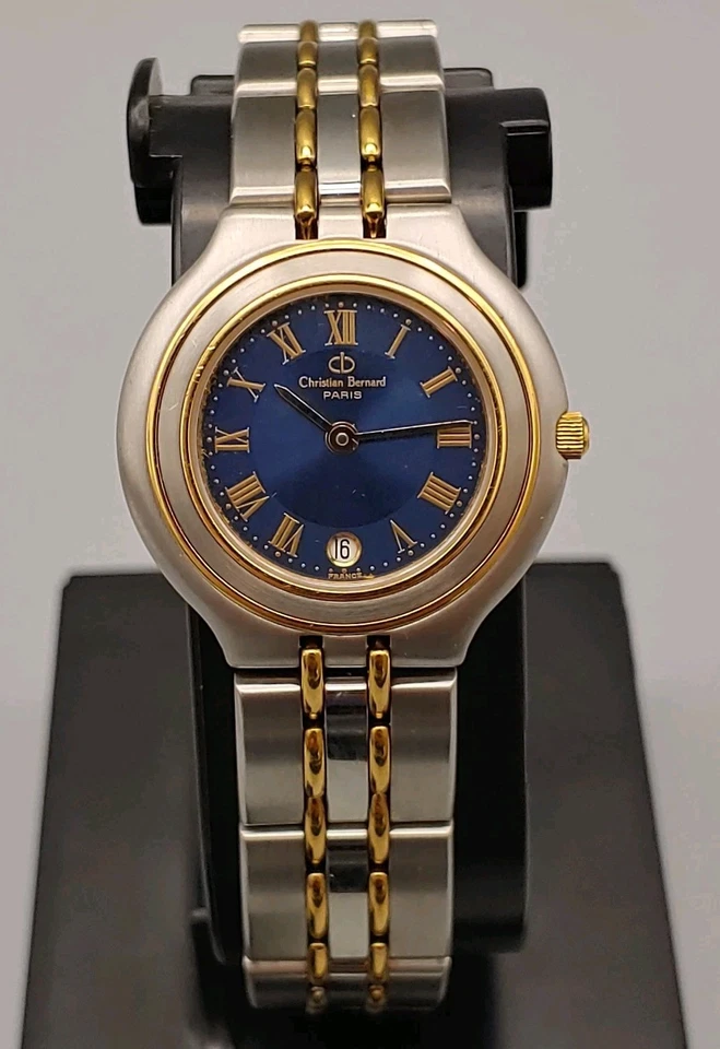 Christian Bernard Paris Watch 29mm Two-Tone Blue Dial Day Date 7 Jewel N3399 - Image 2 of 4
