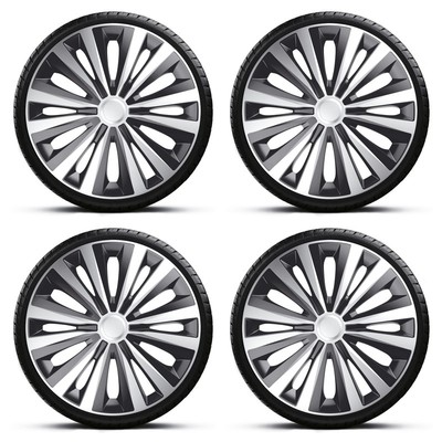 Radkappen 16 Zoll Radzierblenden Schwarz & Silber Multi x4 passend für FORD TRANSIT CONNECT