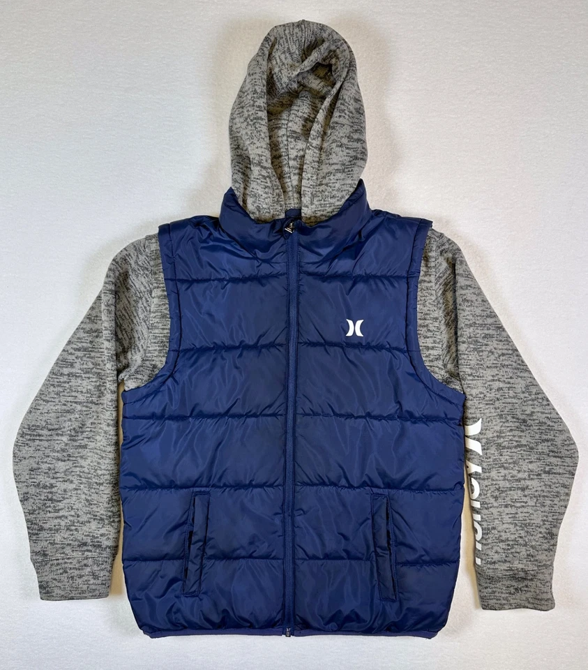 Chaqueta Hurley Boy’s Puffer Hyper Royal Azul Gris Talla Grande 12-13 años Foto 3 de 4