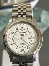 Vintage Seiko 5 Automatic Men's 7009 Military White Dial SS Japanese watch