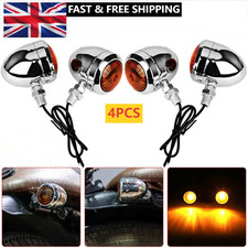 4X Chrome Motorcycle Bullet Indicator Turn Signal Light For Chopper Bobber Racer