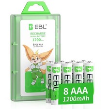 8PCS EBL 1.2V NIMH AAA Rechargeable Batteries, 1200mah