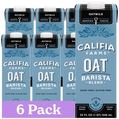 - Oat Barista Blend Oat Milk, 32 Oz (Pack of 6), Shelf Stable, Dairy Free, Pl...