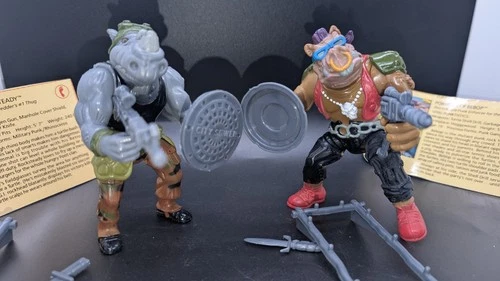 1988 TMNT Bebop Rocksteady Teenage Mutant Ninja Turtles Lot x2 Complete w/Cards
