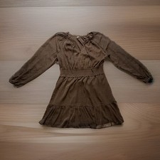 Old Navy Size Large Brown Long Sleeve Smocked Mini Dress Cottagecore Boho