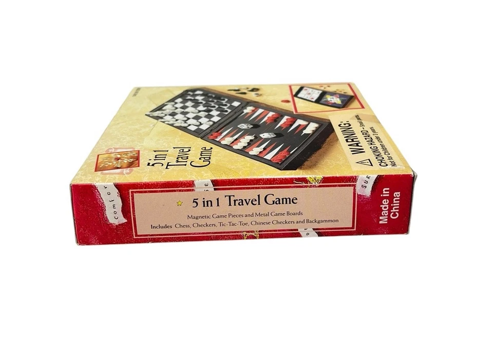 Vintage Mini Travel Game Chinese Checkers Tic Tac Toe Chess Backgammon Magnetic - Image 3 of 4