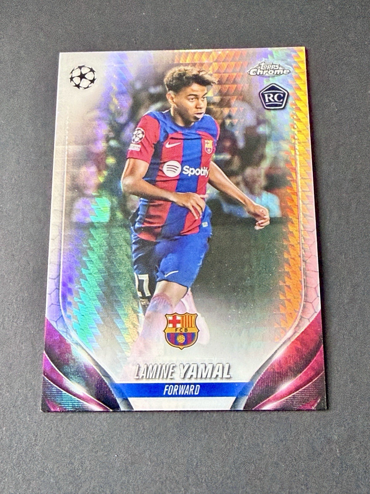 2023-24 Topps Chrome UEFA Lamine Yamal #64 RC Rookie Aqua Hyper Prism Refractor