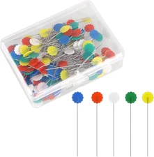 200Pcs Flat Flower Head Straight Pins for Sewing, Quilting & DIY Craft Projects