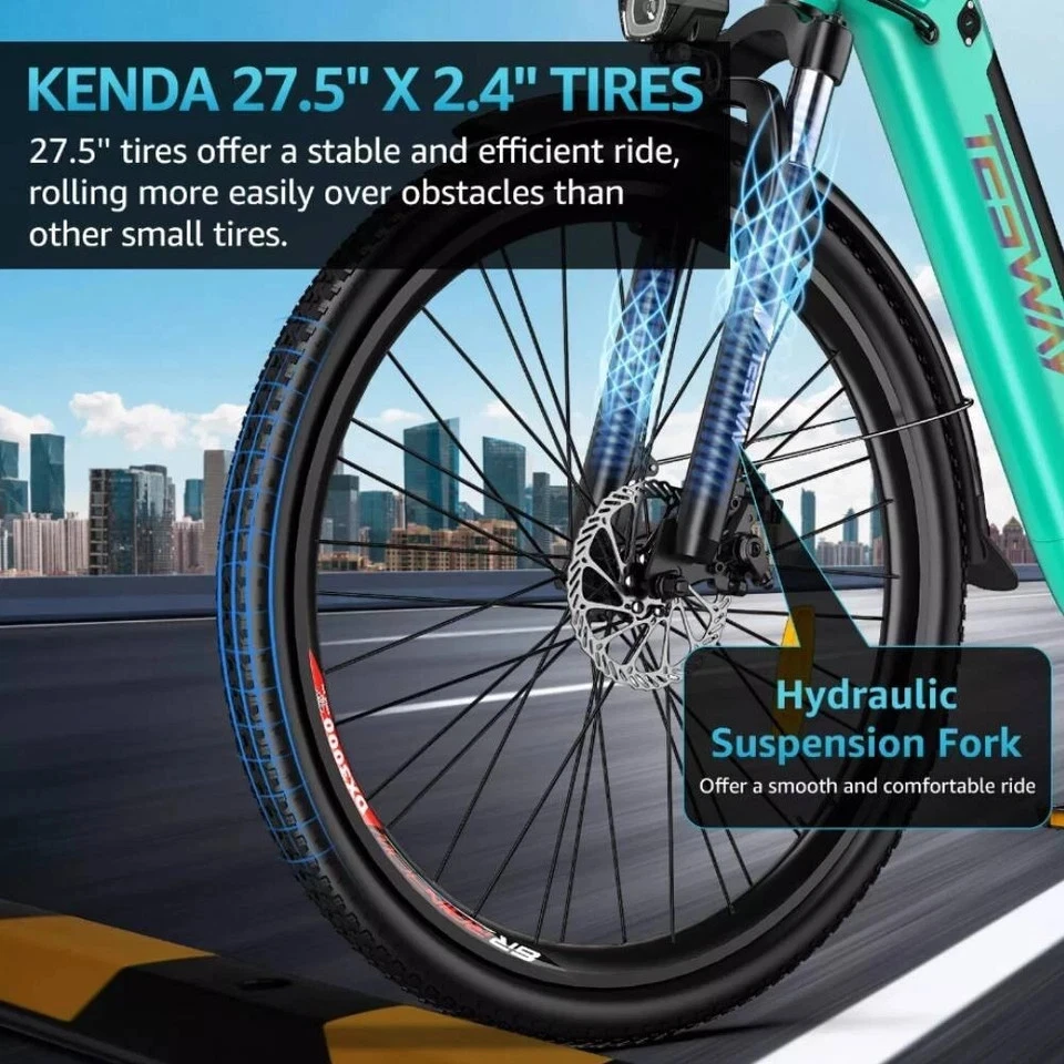 TESWAY Electric Mountain Bicycle 27.5inch 500W Shimano EMTB 7-Speed City e-Bike - Picture 11 of 14