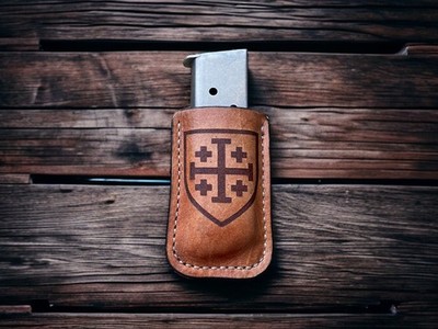 Made in USA - Jerusalem cross, Crusader's Cross Leather Magazine Holder