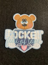 Pocket full of Love Bear Blue Plaid premade paper piecing scrapbook diecut 3D