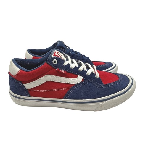Vans Rowan Pro Skateboard Shoes Men 10.5 Blue Red Excellent Suede Canvas Low Top
