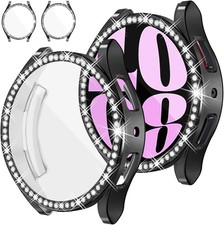 2Pack Bling Diamond Case for Galaxy Watch 6 40mm Anti-Fog TPU Protective Bumper