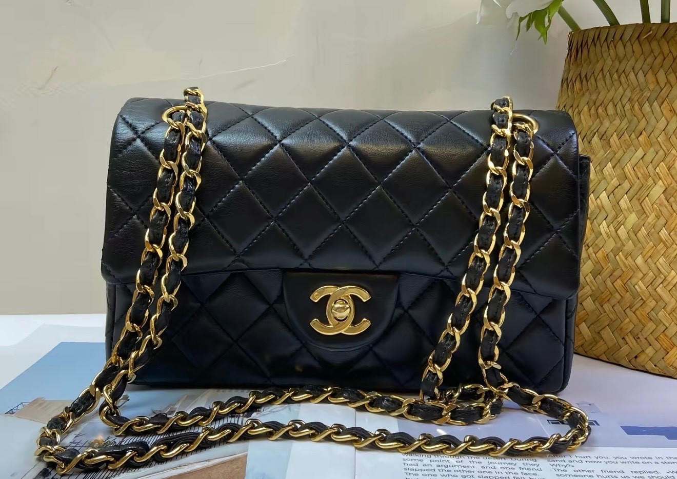 vintage chanel classic flap small lambskin bag