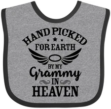 Inktastic Handpicked For Earth By My Grammy In Heaven With Angel Wings Baby Bib