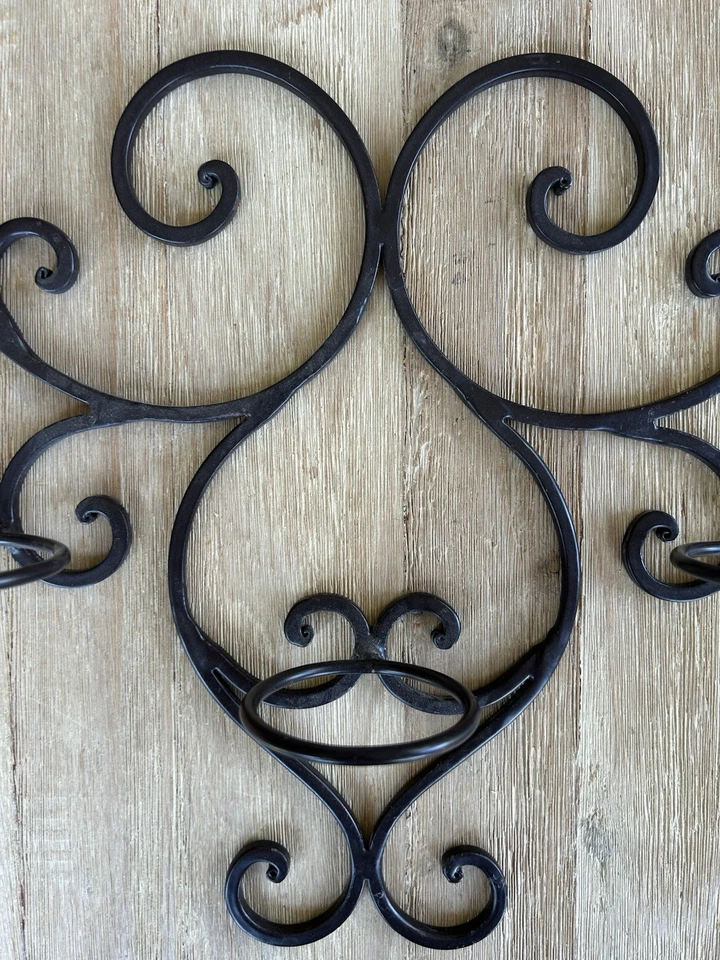 Aplique de pared de hierro forjado 5 candelabros votivos (insertos de vidrio no incluidos) Foto 3 de 4