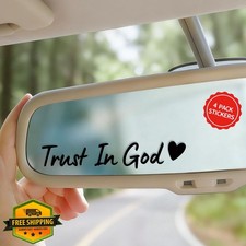 Trust in God Rearview Mirror Sticker Black Christian Car Decal